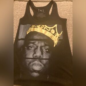 Black Graphic Tank Top with Gold Crown Design